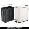 image:imagemDesign Slim Metal Rectangle 13 Gallon5 Liter Trash Can with Step Pedal EasyClose Lid Removable Liner  Narrow Wastebasket Garbage Container Bin for Bathroom Bedroom Kitchen  BlackMatte Cream