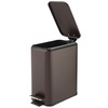 image:imagemDesign Slim Metal Rectangle 13 Gallon5 Liter Trash Can with Step Pedal EasyClose Lid Removable Liner  Narrow Wastebasket Garbage Container Bin for Bathroom Bedroom Kitchen  BlackBronze