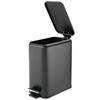 image:imagemDesign Slim Metal Rectangle 13 Gallon5 Liter Trash Can with Step Pedal EasyClose Lid Removable Liner  Narrow Wastebasket Garbage Container Bin for Bathroom Bedroom Kitchen  BlackBlack
