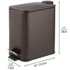 image:imagemDesign Slim Metal Rectangle 13 Gallon5 Liter Trash Can with Step Pedal EasyClose Lid Removable Liner  Narrow Wastebasket Garbage Container Bin for Bathroom Bedroom Kitchen  BlackBronze