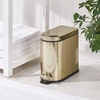 image:imagemDesign Small 26 Gallon10 Liter Stainless Steel Metal Step Trash Can Garbage Bin for Bathroom Bedroom Home Office DShape Trashcan with Foot PedalLid Removable Liner Bucket with Handles BlackSoft Brass