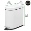 image:imagemDesign Small 26 Gallon10 Liter Stainless Steel Metal Step Trash Can Garbage Bin for Bathroom Bedroom Home Office DShape Trashcan with Foot PedalLid Removable Liner Bucket with Handles BlackWhite