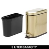 image:imagemDesign Small 26 Gallon10 Liter Stainless Steel Metal Step Trash Can Garbage Bin for Bathroom Bedroom Home Office DShape Trashcan with Foot PedalLid Removable Liner Bucket with Handles BlackSoft Brass