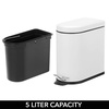 image:imagemDesign Small 26 Gallon10 Liter Stainless Steel Metal Step Trash Can Garbage Bin for Bathroom Bedroom Home Office DShape Trashcan with Foot PedalLid Removable Liner Bucket with Handles BlackWhite
