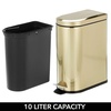 image:imagemDesign Small 26 Gallon10 Liter Stainless Steel Metal Step Trash Can Garbage Bin for Bathroom Bedroom Home Office DShape Trashcan with Foot PedalLid Removable Liner Bucket with Handles BlackSoft Brass