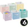 image:imagemDesign Small Fabric Collapsible Organizer Cube Bin Box with Front Handle for Cube Furniture Units Closet or Bedroom Storage Holds Clothing and Linens  Lido Collection  6 Pack  Bright Multicolor