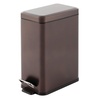 image:imagemDesign Small Modern 13 Gallon Rectangle Metal Lidded Step Trash Can Compact Garbage Bin with Removable Liner Bucket and Handle for Bathroom Kitchen Craft Room Office Garage  BlackBronze