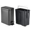 image:imagemDesign Small Modern 13 Gallon Rectangle Metal Lidded Step Trash Can Compact Garbage Bin with Removable Liner Bucket and Handle for Bathroom Kitchen Craft Room Office Garage  BlackBlack