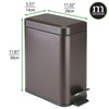 image:imagemDesign Small Modern 13 Gallon Rectangle Metal Lidded Step Trash Can Compact Garbage Bin with Removable Liner Bucket and Handle for Bathroom Kitchen Craft Room Office Garage  BlackBronze