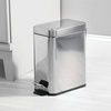 image:imagemDesign Small Modern 13 Gallon Rectangle Metal Lidded Step Trash Can Compact Garbage Bin with Removable Liner Bucket and Handle for Bathroom Kitchen Craft Room Office Garage  BlackChrome