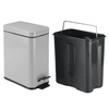 image:imagemDesign Small Modern 13 Gallon Rectangle Metal Lidded Step Trash Can Compact Garbage Bin with Removable Liner Bucket and Handle for Bathroom Kitchen Craft Room Office Garage  BlackGray