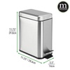 image:imagemDesign Small Modern 13 Gallon Rectangle Metal Lidded Step Trash Can Compact Garbage Bin with Removable Liner Bucket and Handle for Bathroom Kitchen Craft Room Office Garage  BlackBrushed