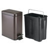 image:imagemDesign Small Modern 13 Gallon Rectangle Metal Lidded Step Trash Can Compact Garbage Bin with Removable Liner Bucket and Handle for Bathroom Kitchen Craft Room Office Garage  BlackBronze