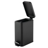 image:imagemDesign Small Modern 13 Gallon Rectangle Metal Lidded Step Trash Can Compact Garbage Bin with Removable Liner Bucket and Handle for Bathroom Kitchen Craft Room Office Garage  BlackBlack