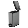 image:imagemDesign Small Modern 13 Gallon Rectangle Metal Lidded Step Trash Can Compact Garbage Bin with Removable Liner Bucket and Handle for Bathroom Kitchen Craft Room Office Garage  BlackGraphite Gray