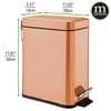 image:imagemDesign Small Modern 13 Gallon Rectangle Metal Lidded Step Trash Can Compact Garbage Bin with Removable Liner Bucket and Handle for Bathroom Kitchen Craft Room Office Garage  BlackCopper