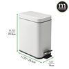 image:imagemDesign Small Modern 13 Gallon Rectangle Metal Lidded Step Trash Can Compact Garbage Bin with Removable Liner Bucket and Handle for Bathroom Kitchen Craft Room Office Garage  BlackLight Grey