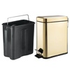 image:imagemDesign Small Modern 13 Gallon Rectangle Metal Lidded Step Trash Can Compact Garbage Bin with Removable Liner Bucket and Handle for Bathroom Kitchen Craft Room Office Garage  BlackSoft Brass