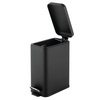 image:imagemDesign Small Modern 13 Gallon Rectangle Metal Lidded Step Trash Can Compact Garbage Bin with Removable Liner Bucket and Handle for Bathroom Kitchen Craft Room Office Garage  BlackBlack