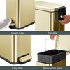 image:imagemDesign Small Modern 13 Gallon Rectangle Metal Lidded Step Trash Can Compact Garbage Bin with Removable Liner Bucket and Handle for Bathroom Kitchen Craft Room Office Garage  BlackSoft Brass