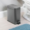 image:imagemDesign Small Modern 13 Gallon Rectangle Metal Lidded Step Trash Can Compact Garbage Bin with Removable Liner Bucket and Handle for Bathroom Kitchen Craft Room Office Garage  BlackGraphite Gray