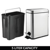 image:imagemDesign Small Modern 13 Gallon Rectangle Metal Lidded Step Trash Can Compact Garbage Bin with Removable Liner Bucket and Handle for Bathroom Kitchen Craft Room Office Garage  BlackChrome