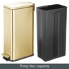 image:imagemDesign Small Modern 13 Gallon Rectangle Metal Lidded Step Trash Can Compact Garbage Bin with Removable Liner Bucket and Handle for Bathroom Kitchen Craft Room Office Garage  BlackSoft Brass