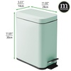 image:imagemDesign Small Modern 13 Gallon Rectangle Metal Lidded Step Trash Can Compact Garbage Bin with Removable Liner Bucket and Handle for Bathroom Kitchen Craft Room Office Garage  BlackLight Mint Green