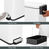image:imagemDesign Small Modern 13 Gallon Rectangle Metal Lidded Step Trash Can Compact Garbage Bin with Removable Liner Bucket and Handle for Bathroom Kitchen Craft Room Office Garage  BlackWhite