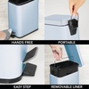 image:imagemDesign Small Modern 13 Gallon Rectangle Metal Lidded Step Trash Can Compact Garbage Bin with Removable Liner Bucket and Handle for Bathroom Kitchen Craft Room Office Garage  BlackLight Blue