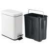 image:imagemDesign Small Modern 13 Gallon Rectangle Metal Lidded Step Trash Can Compact Garbage Bin with Removable Liner Bucket and Handle for Bathroom Kitchen Craft Room Office Garage  BlackWhite