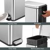 image:imagemDesign Small Modern 13 Gallon Rectangle Metal Lidded Step Trash Can Compact Garbage Bin with Removable Liner Bucket and Handle for Bathroom Kitchen Craft Room Office Garage  BlackBrushed