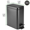 image:imagemDesign Small Modern 13 Gallon Rectangle Metal Lidded Step Trash Can Compact Garbage Bin with Removable Liner Bucket and Handle for Bathroom Kitchen Craft Room Office Garage  BlackBlack