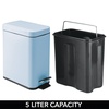 image:imagemDesign Small Modern 13 Gallon Rectangle Metal Lidded Step Trash Can Compact Garbage Bin with Removable Liner Bucket and Handle for Bathroom Kitchen Craft Room Office Garage  BlackLight Blue