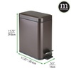 image:imagemDesign Small Modern 13 Gallon Rectangle Metal Lidded Step Trash Can Compact Garbage Bin with Removable Liner Bucket and Handle for Bathroom Kitchen Craft Room Office Garage  BlackBronze