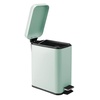 image:imagemDesign Small Modern 13 Gallon Rectangle Metal Lidded Step Trash Can Compact Garbage Bin with Removable Liner Bucket and Handle for Bathroom Kitchen Craft Room Office Garage  BlackLight Mint Green