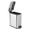 image:imagemDesign Small Modern 13 Gallon Rectangle Metal Lidded Step Trash Can Compact Garbage Bin with Removable Liner Bucket and Handle for Bathroom Kitchen Craft Room Office Garage  BlackBrushed