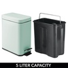 image:imagemDesign Small Modern 13 Gallon Rectangle Metal Lidded Step Trash Can Compact Garbage Bin with Removable Liner Bucket and Handle for Bathroom Kitchen Craft Room Office Garage  BlackLight Mint Green