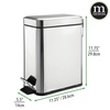image:imagemDesign Small Modern 13 Gallon Rectangle Metal Lidded Step Trash Can Compact Garbage Bin with Removable Liner Bucket and Handle for Bathroom Kitchen Craft Room Office Garage  BlackChrome