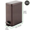 image:imagemDesign Small Modern 13 Gallon Rectangle Metal Lidded Step Trash Can Compact Garbage Bin with Removable Liner Bucket and Handle for Bathroom Kitchen Craft Room Office Garage  BlackBronze