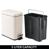 image:imagemDesign Small Modern 13 Gallon Rectangle Metal Lidded Step Trash Can Compact Garbage Bin with Removable Liner Bucket and Handle for Bathroom Kitchen Craft Room Office Garage  BlackCream