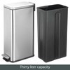 image:imagemDesign Small Modern 13 Gallon Rectangle Metal Lidded Step Trash Can Compact Garbage Bin with Removable Liner Bucket and Handle for Bathroom Kitchen Craft Room Office Garage  BlackBrushed