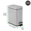 image:imagemDesign Small Modern 13 Gallon Rectangle Metal Lidded Step Trash Can Compact Garbage Bin with Removable Liner Bucket and Handle for Bathroom Kitchen Craft Room Office Garage  BlackGray