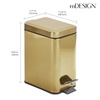 image:imagemDesign Small Modern 13 Gallon Rectangle Metal Lidded Step Trash Can Compact Garbage Bin with Removable Liner Bucket and Handle for Bathroom Kitchen Craft Room Office Garage  BlackSoft Brass
