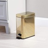 image:imagemDesign Small Modern 13 Gallon Rectangle Metal Lidded Step Trash Can Compact Garbage Bin with Removable Liner Bucket and Handle for Bathroom Kitchen Craft Room Office Garage  BlackSoft Brass
