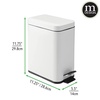 image:imagemDesign Small Modern 13 Gallon Rectangle Metal Lidded Step Trash Can Compact Garbage Bin with Removable Liner Bucket and Handle for Bathroom Kitchen Craft Room Office Garage  BlackWhite