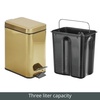 image:imagemDesign Small Modern 13 Gallon Rectangle Metal Lidded Step Trash Can Compact Garbage Bin with Removable Liner Bucket and Handle for Bathroom Kitchen Craft Room Office Garage  BlackSoft Brass