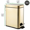 image:imagemDesign Small Modern 13 Gallon Rectangle Metal Lidded Step Trash Can Compact Garbage Bin with Removable Liner Bucket and Handle for Bathroom Kitchen Craft Room Office Garage  BlackSoft Brass