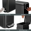 image:imagemDesign Small Modern 13 Gallon Rectangle Metal Lidded Step Trash Can Compact Garbage Bin with Removable Liner Bucket and Handle for Bathroom Kitchen Craft Room Office Garage  BlackBlack