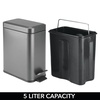 image:imagemDesign Small Modern 13 Gallon Rectangle Metal Lidded Step Trash Can Compact Garbage Bin with Removable Liner Bucket and Handle for Bathroom Kitchen Craft Room Office Garage  BlackGraphite Gray